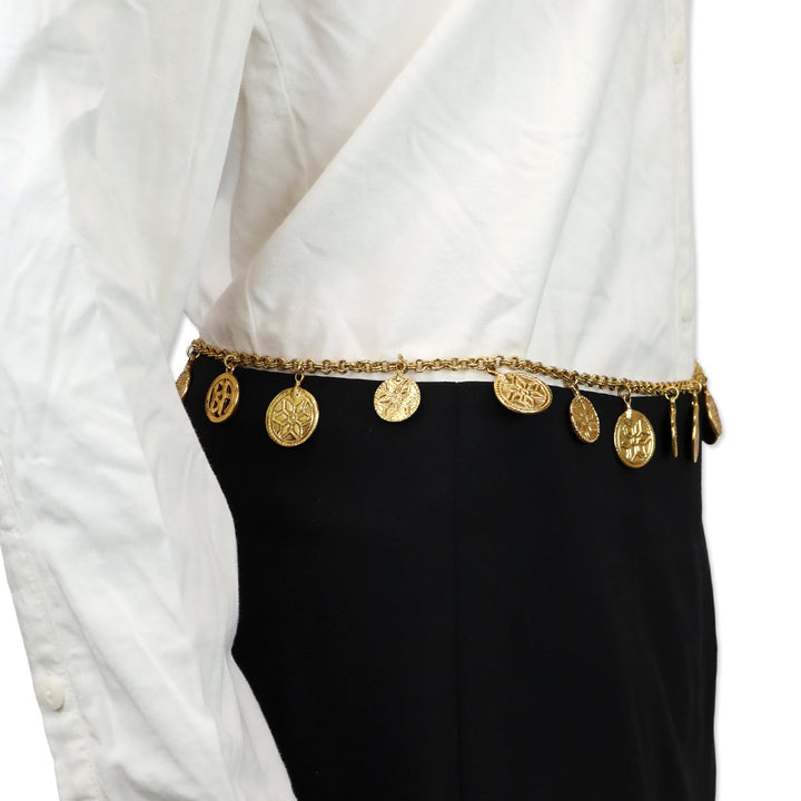 Ben Amun Gold-Tone Snowflake Coin Chain Link Belt