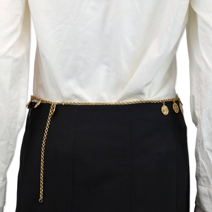 Ben Amun Gold-Tone Snowflake Coin Chain Link Belt