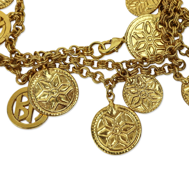 Ben Amun Gold-Tone Snowflake Coin Chain Link Belt