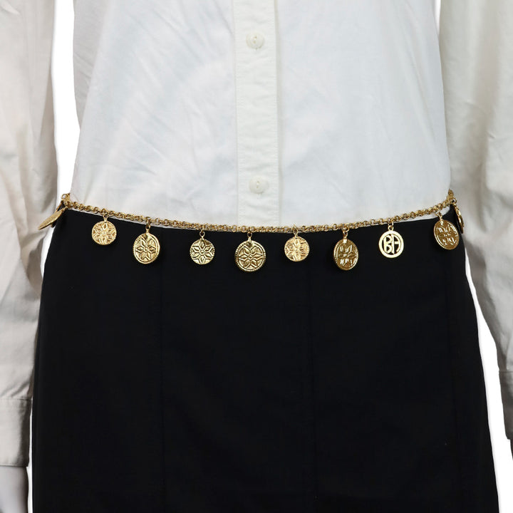 Ben Amun Gold-Tone Snowflake Coin Chain Link Belt