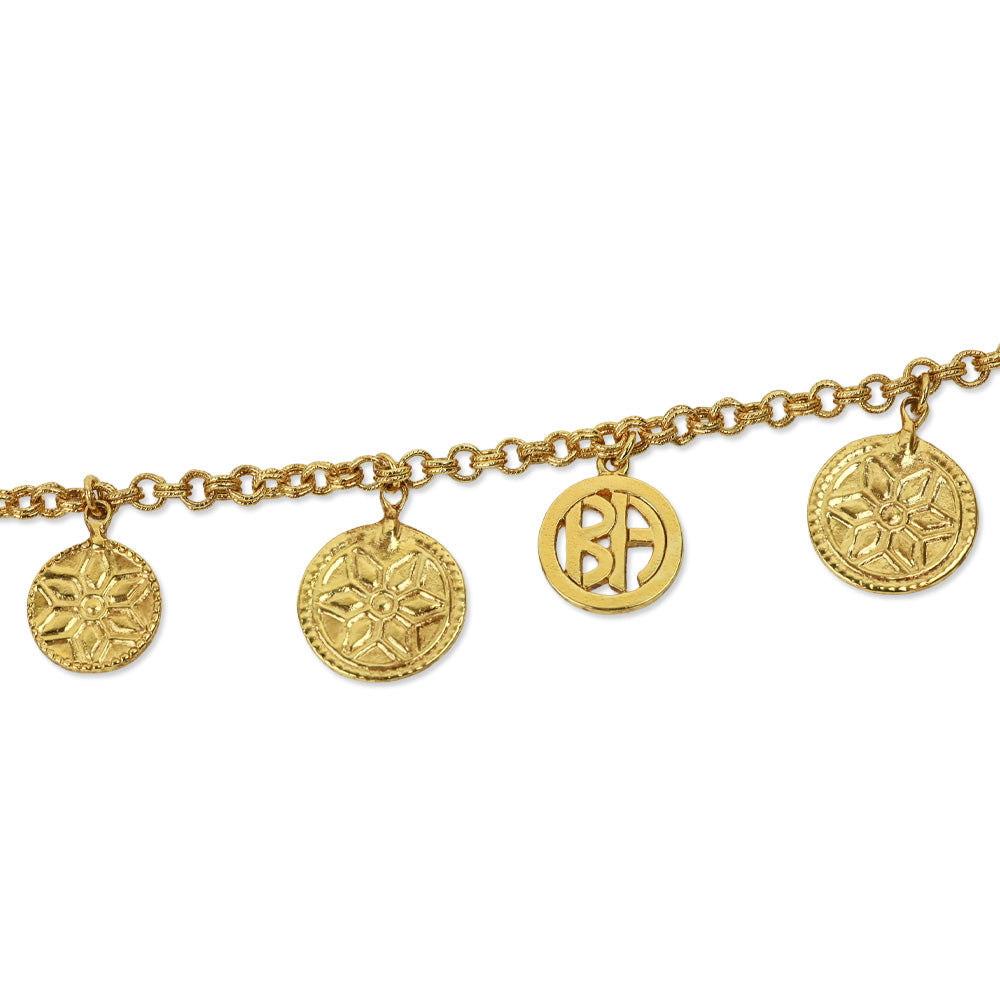 Ben Amun Gold-Tone Snowflake Coin Chain Link Belt