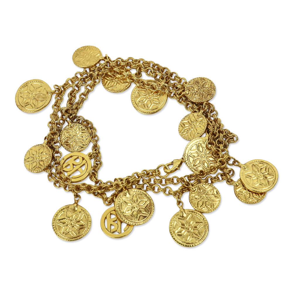Ben Amun Gold-Tone Snowflake Coin Chain Link Belt