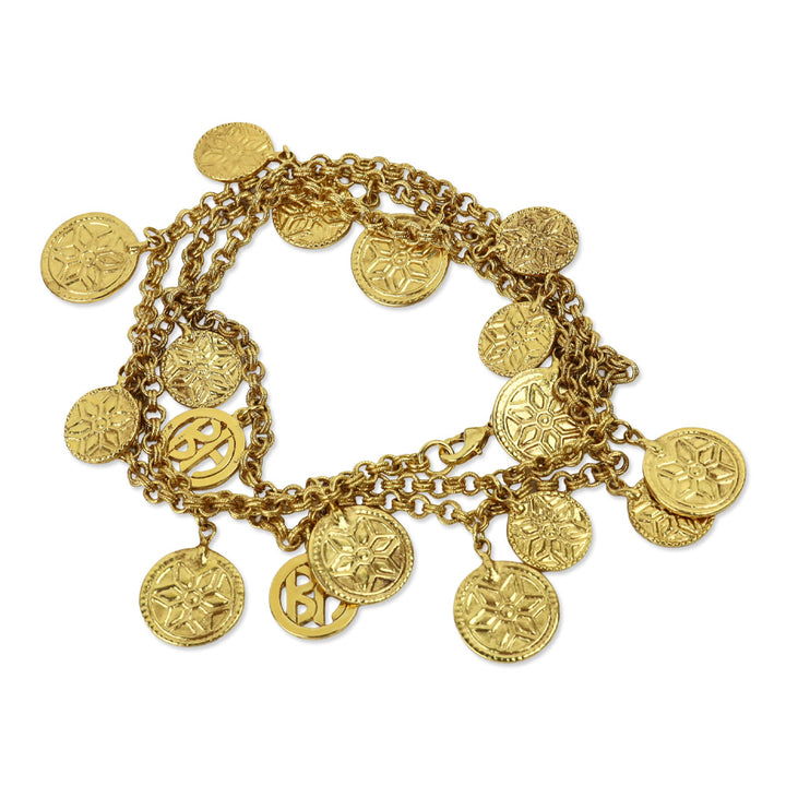 Ben Amun Gold-Tone Snowflake Coin Chain Link Belt