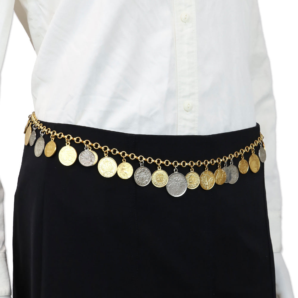 Ben Amun Two-Tone Coin Chain Link Belt