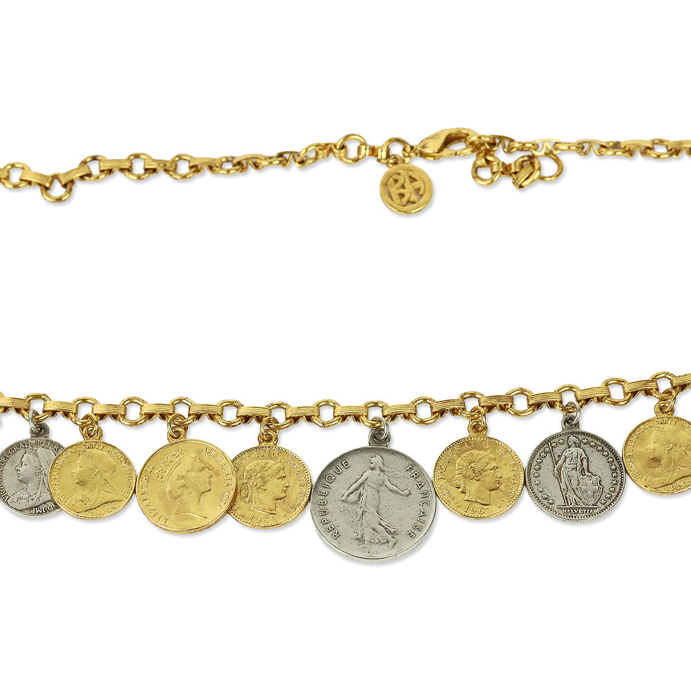Ben Amun Two-Tone Coin Chain Link Belt