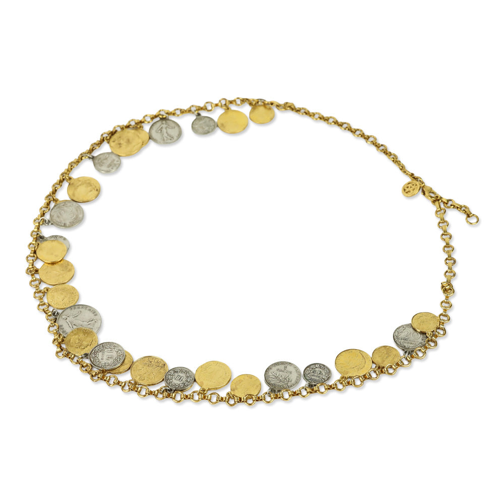 Ben Amun Two-Tone Coin Chain Link Belt