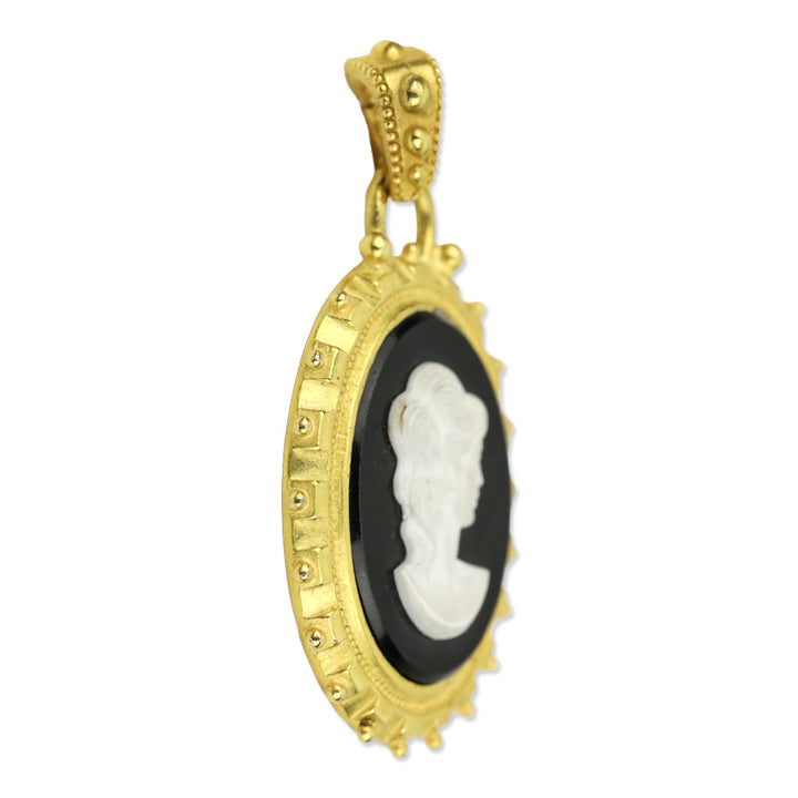 Black Cameo Gold-tone Pendant