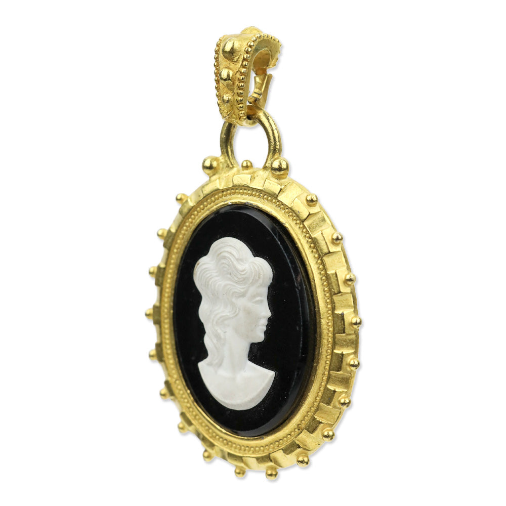 Black Cameo Gold-tone Pendant