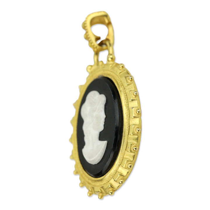 Black Cameo Gold-tone Pendant