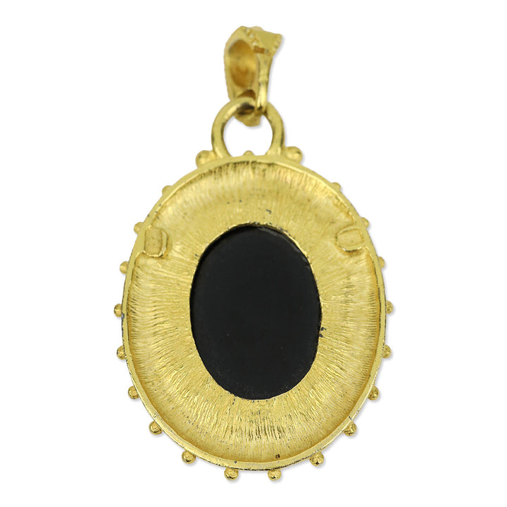 Black Cameo Gold-tone Pendant
