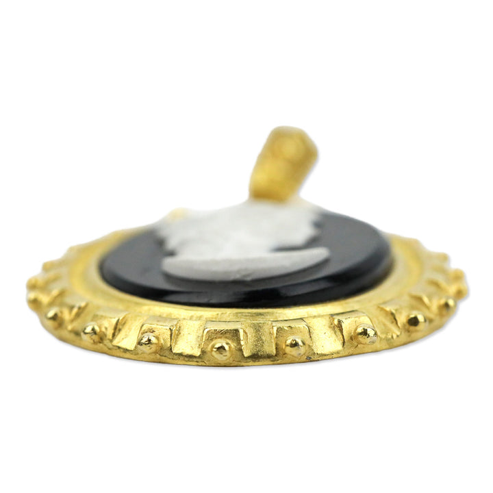 Black Cameo Gold-tone Pendant