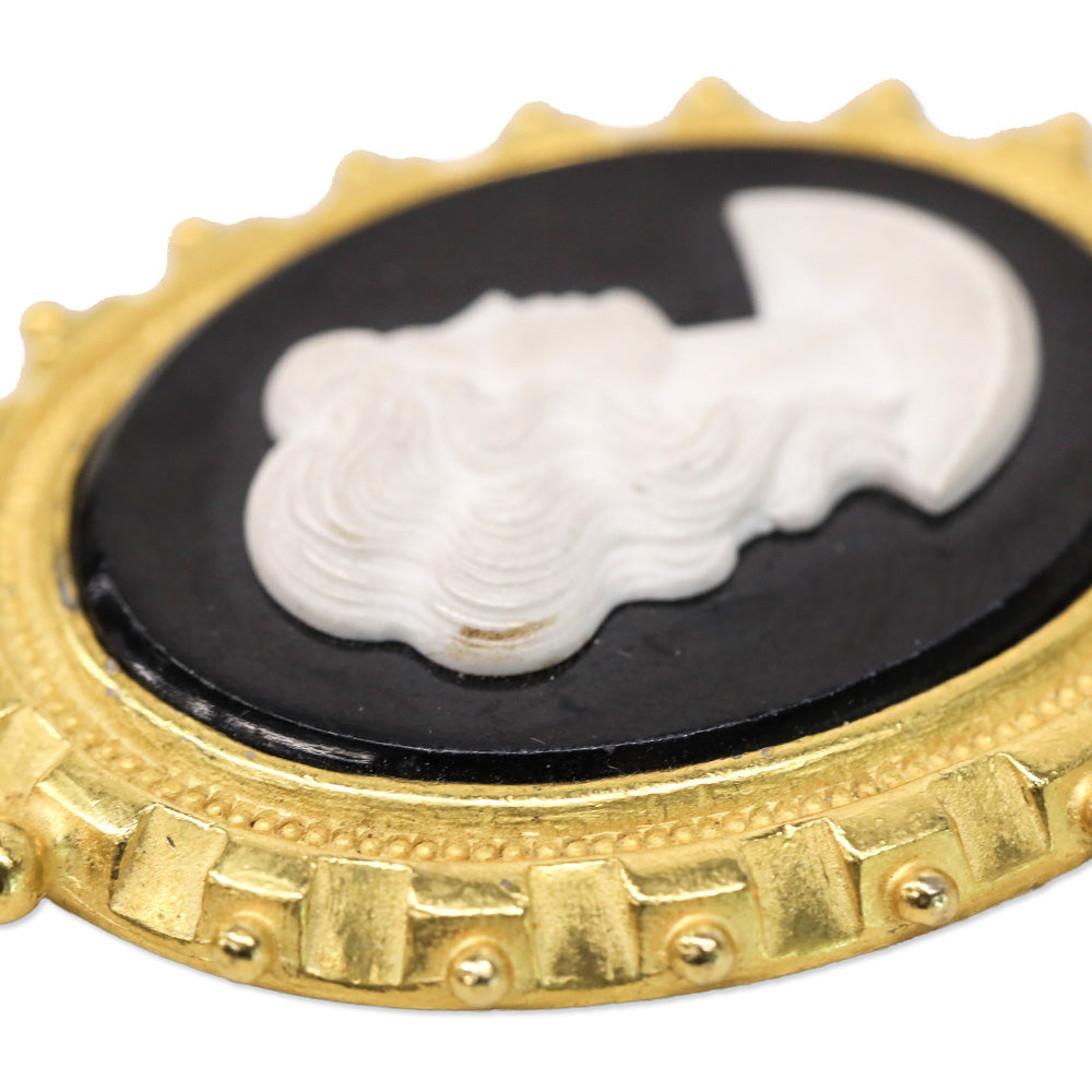 Black Cameo Gold-tone Pendant