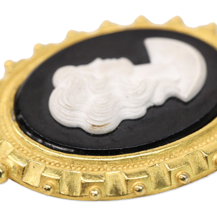 Black Cameo Gold-tone Pendant