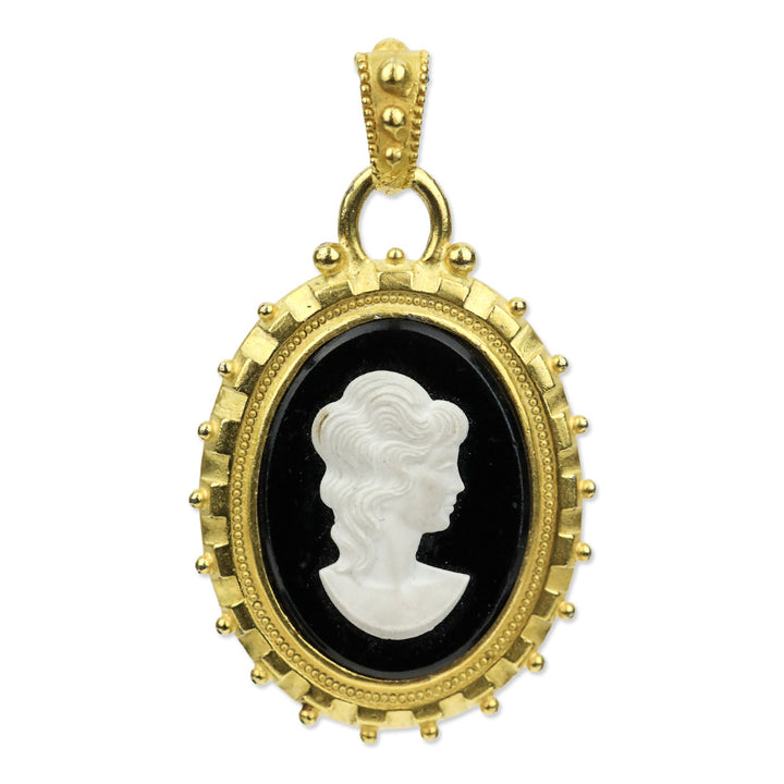 Black Cameo Gold-tone Pendant