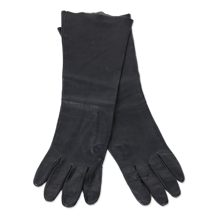 Black Leather Long Gloves
