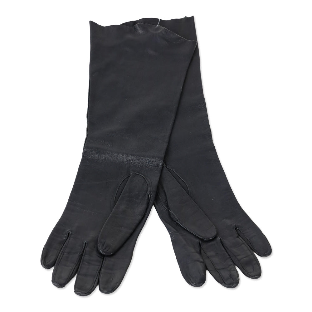 Black Leather Long Gloves