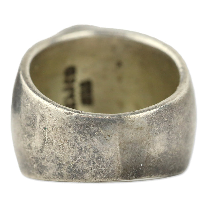 Black Oval Stone Wide Sterling Silver Ring