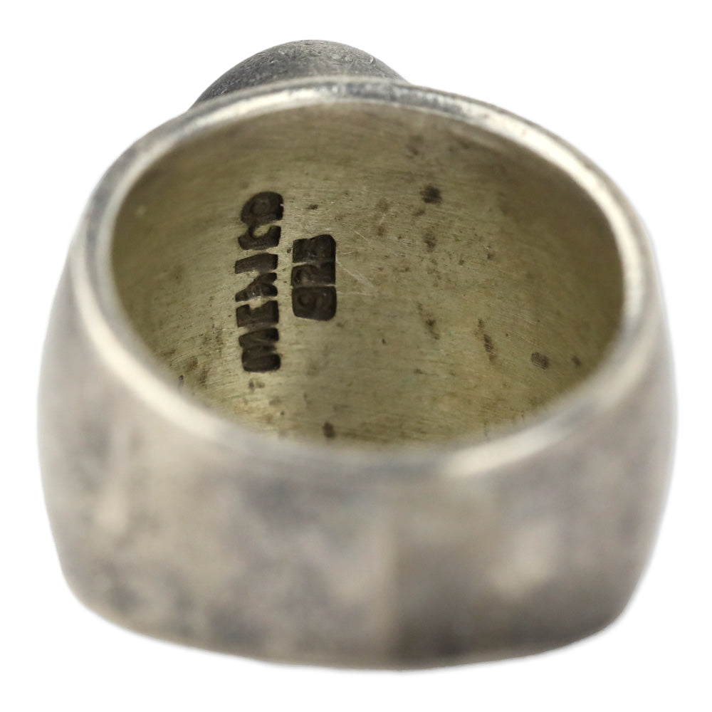 Black Oval Stone Wide Sterling Silver Ring