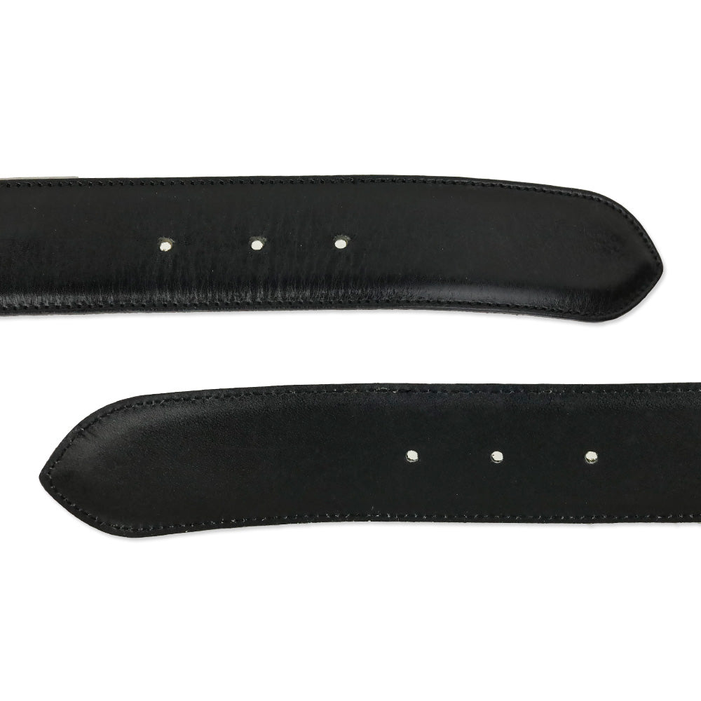 Bloomingdales Black Leather Double Chain Link Belt