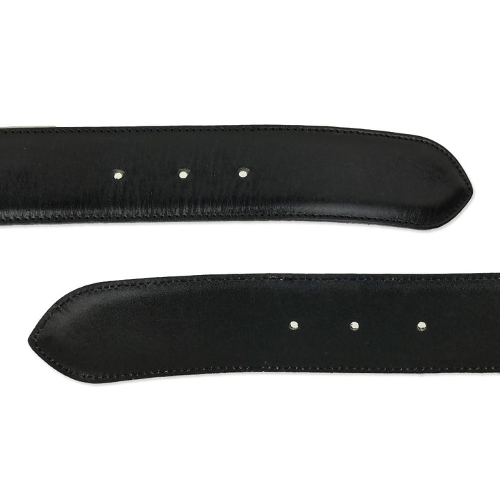 Bloomingdales Black Leather Double Chain Link Belt