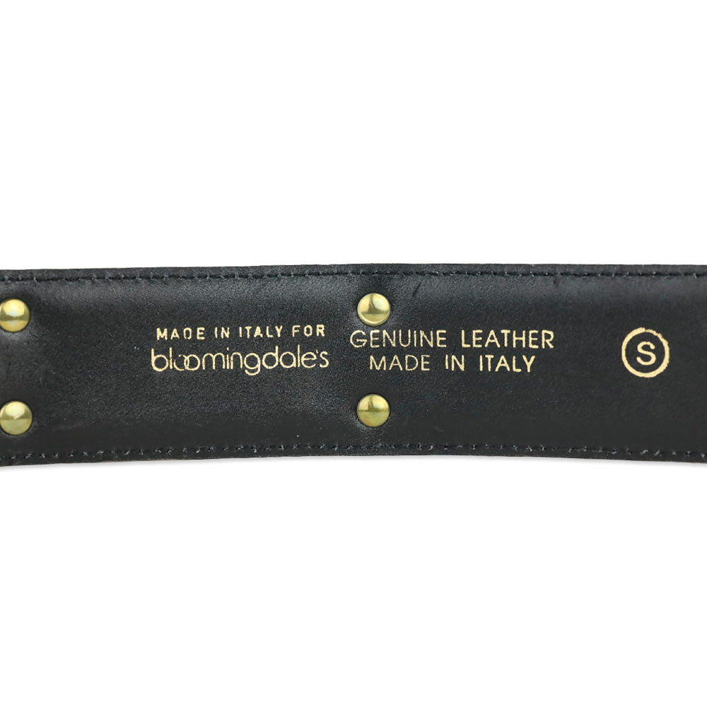 Bloomingdales Black Leather Double Chain Link Belt
