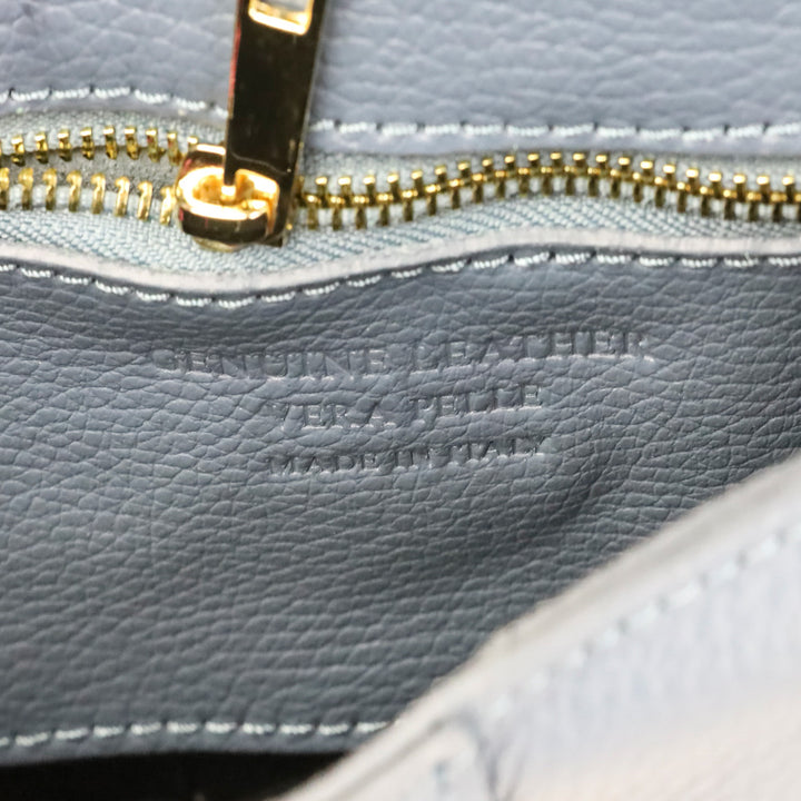 Blue Padded Woven Leather Flap Shoulder Bag