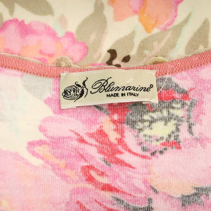 Blumarine Pink Floral Beaded Trim Accent Tank Top