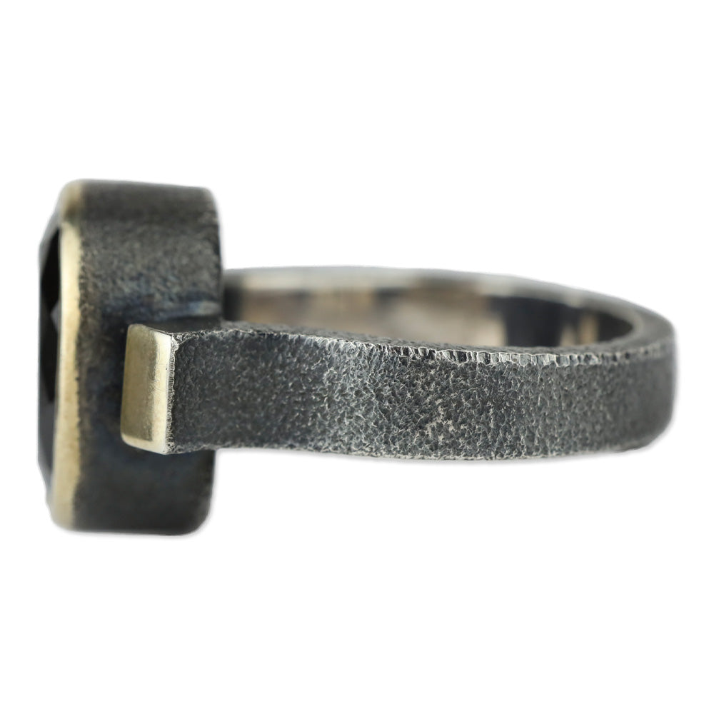 Bora Black Oval Faceted Stone Brutalist Ring