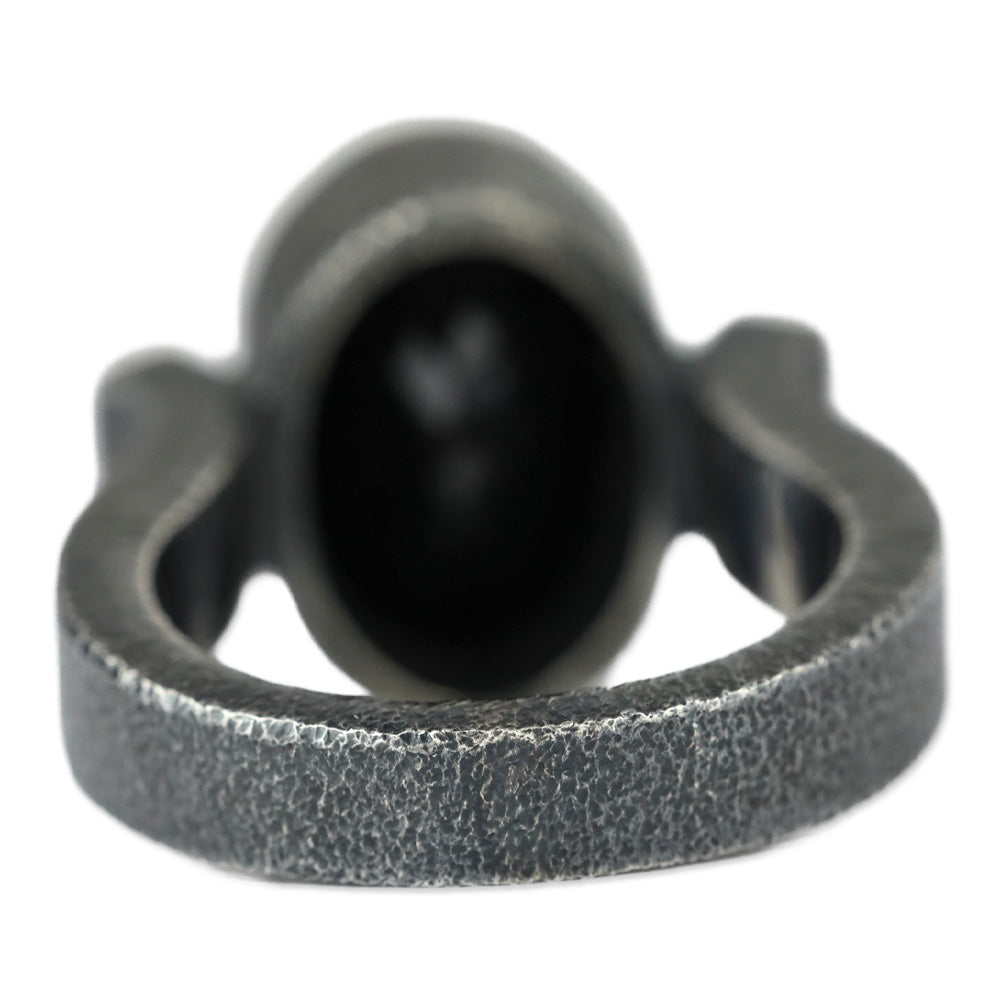 Bora Black Oval Faceted Stone Brutalist Ring