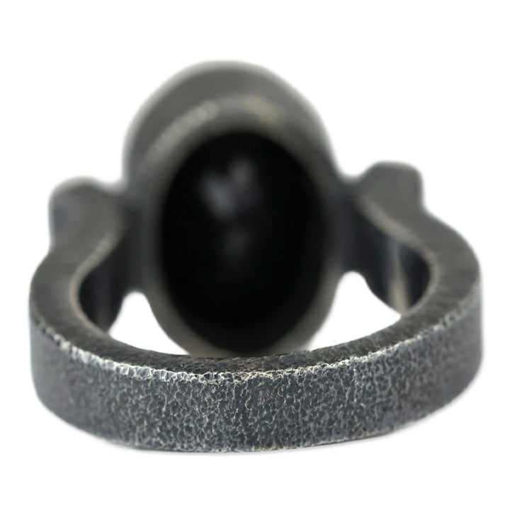 Bora Black Oval Faceted Stone Brutalist Ring