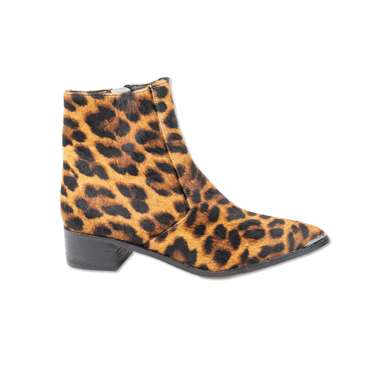 Botkier Animal Print Calf Hair Pointed Toe Ankle Boots