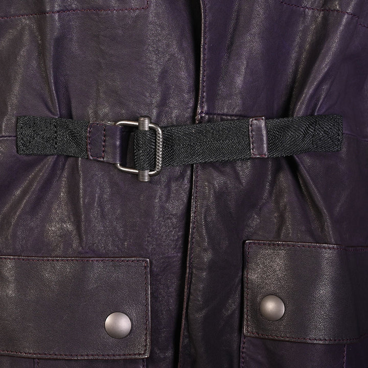 Bottega Veneta Dark Purple Leather Utility Jacket
