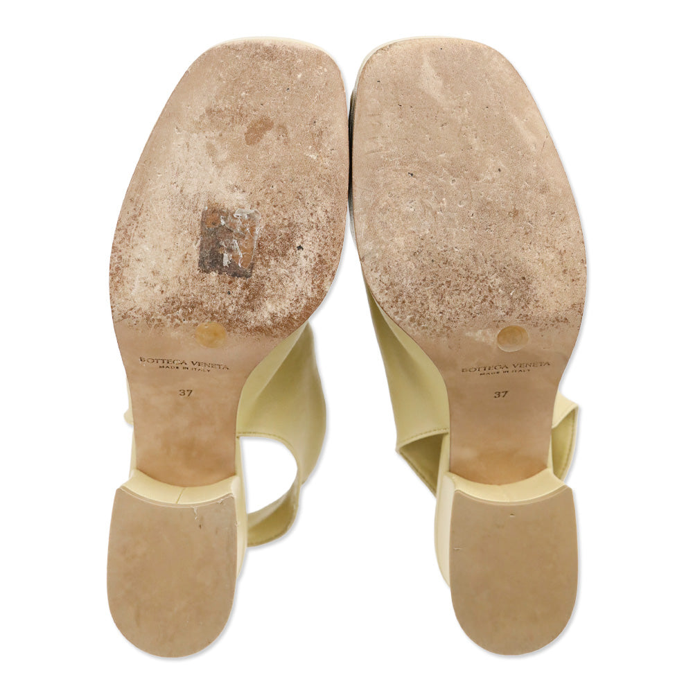 Bottega Veneta Beige Leather Stack Slingback Platform Sandals