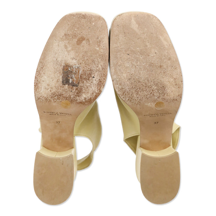 Bottega Veneta Beige Leather Stack Slingback Platform Sandals