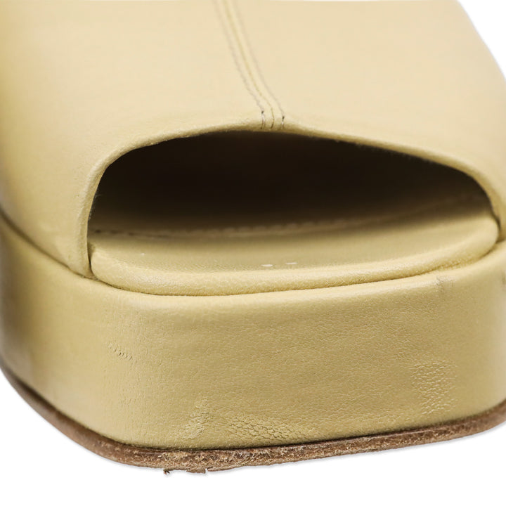 Bottega Veneta Beige Leather Stack Slingback Platform Sandals