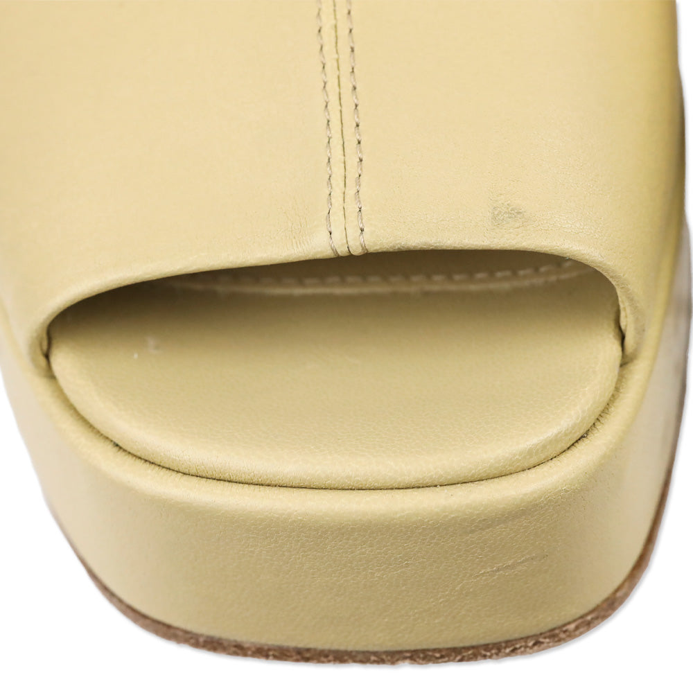 Bottega Veneta Beige Leather Stack Slingback Platform Sandals