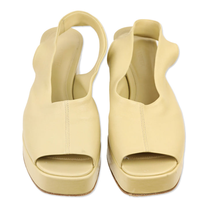 Bottega Veneta Beige Leather Stack Slingback Platform Sandals