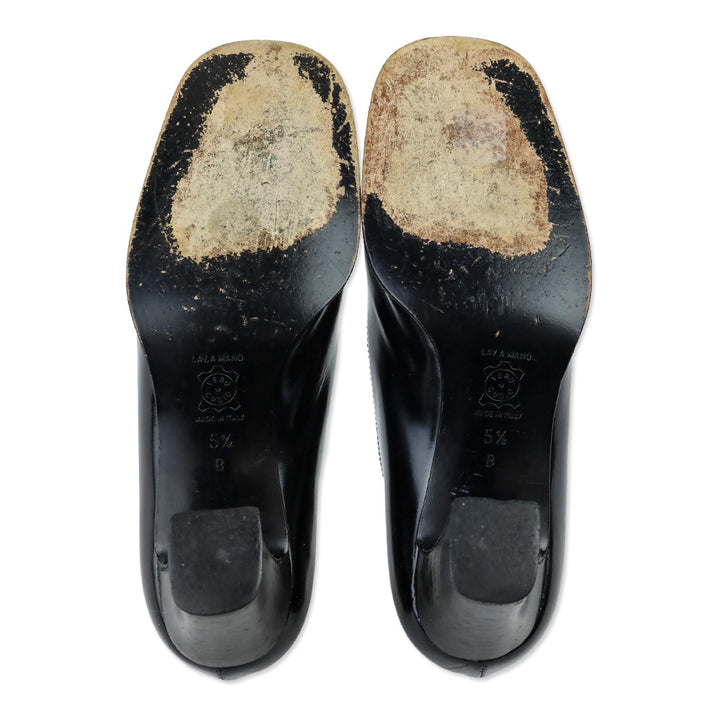 Bottega Veneta Black Buffed Intrecciato Leather Loafer Pump