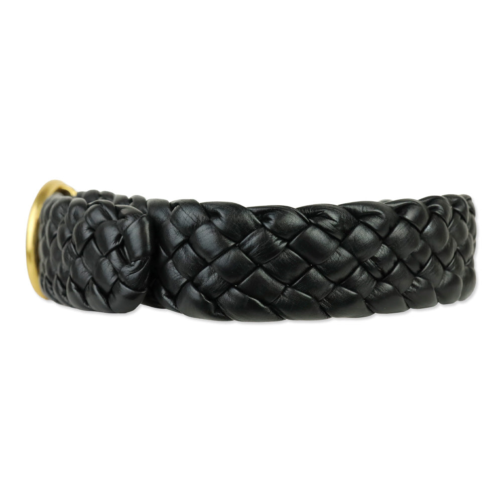Bottega Veneta Black Foulard Intrecciato Leather Belt