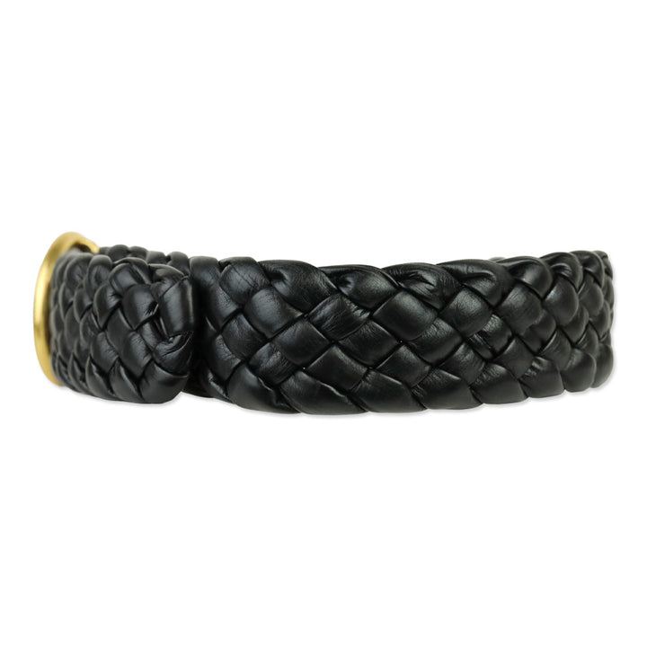 Bottega Veneta Black Foulard Intrecciato Leather Belt