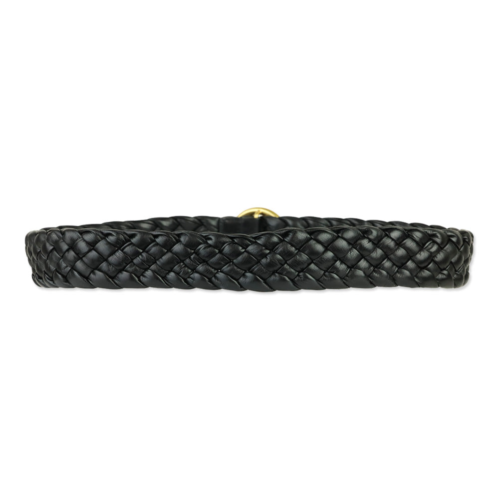 Bottega Veneta Black Foulard Intrecciato Leather Belt