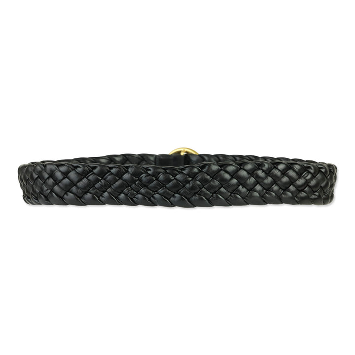 Bottega Veneta Black Foulard Intrecciato Leather Belt