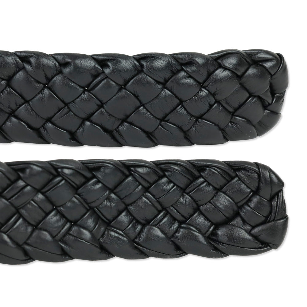 Bottega Veneta Black Foulard Intrecciato Leather Belt