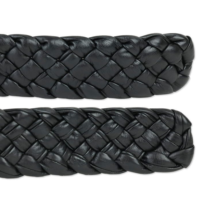 Bottega Veneta Black Foulard Intrecciato Leather Belt