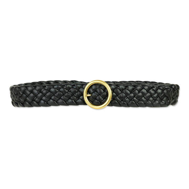 Bottega Veneta Black Foulard Intrecciato Leather Belt