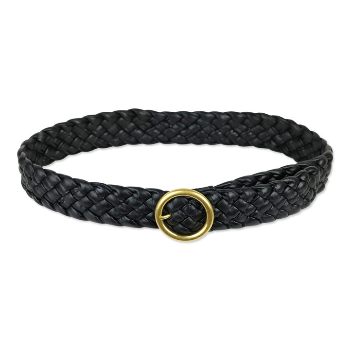 Bottega Veneta Black Foulard Intrecciato Leather Belt