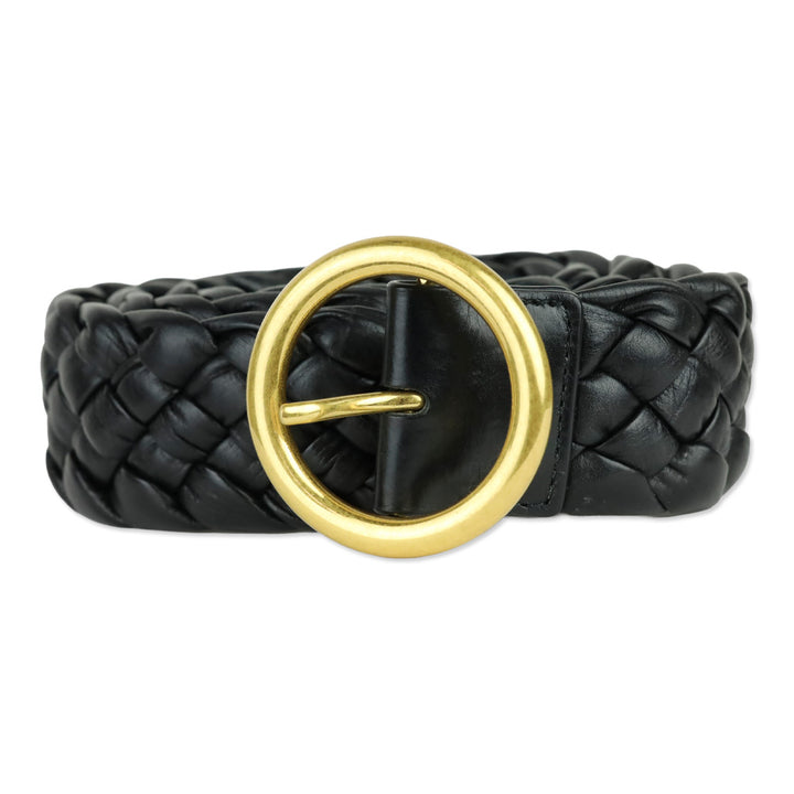 Bottega Veneta Black Foulard Intrecciato Leather Belt
