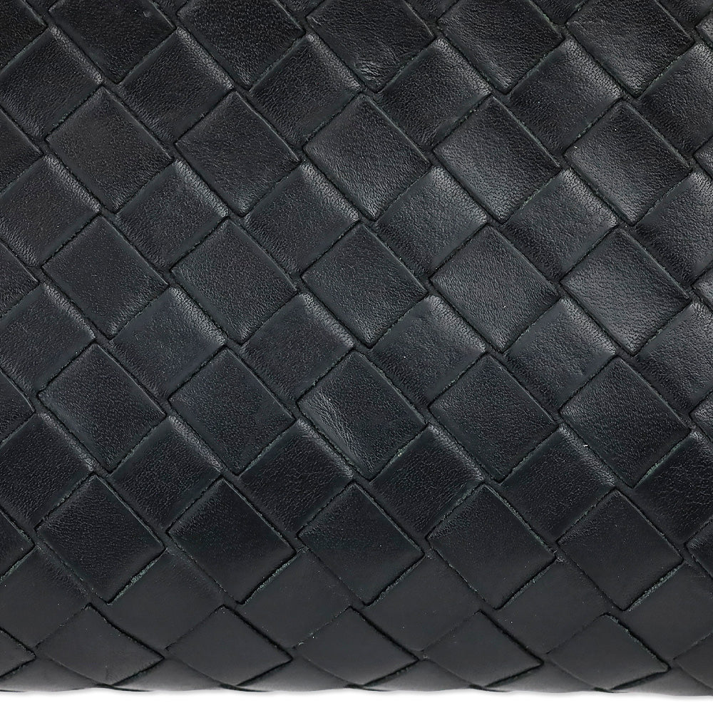 Bottega Veneta Black Intrecciato Leather Zip-Around Wallet