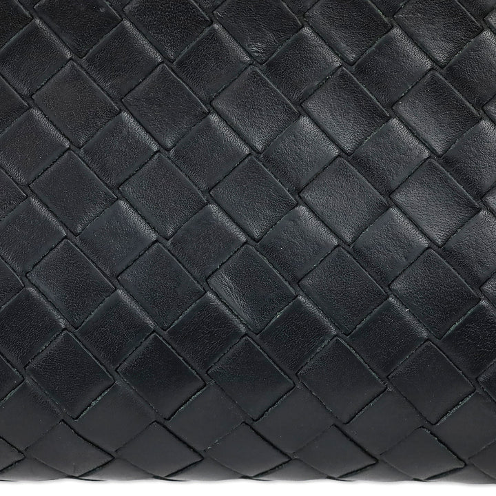 Bottega Veneta Black Intrecciato Leather Zip-Around Wallet