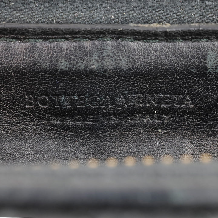 Bottega Veneta Black Intrecciato Leather Zip-Around Wallet